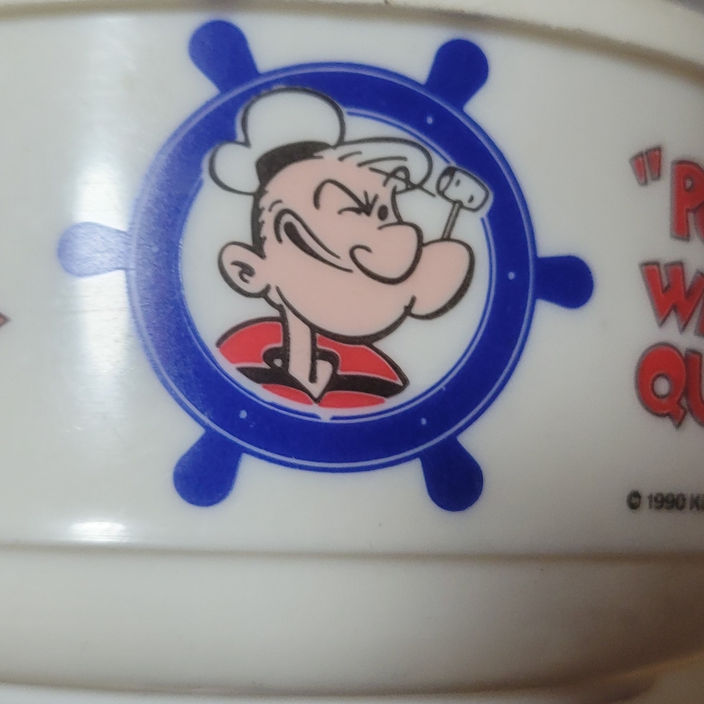 Vintage Popeye Themed Cereal Bowl with Lid